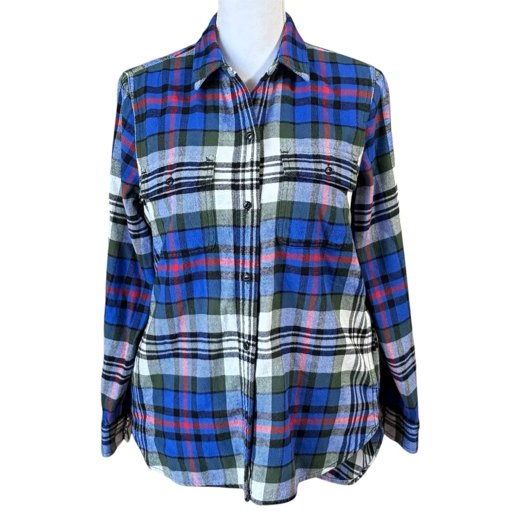 Madewell Flannel Ex-Boyfriend Button-Down Shirt Larchmont Plaid Shirt Size Small - Image 4
