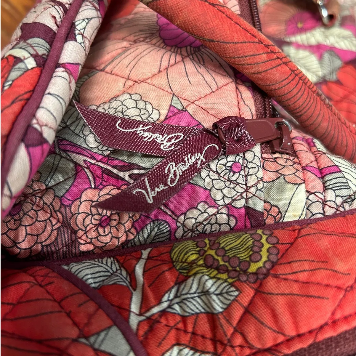 Retro Floral Vera Bradley Bowler Bag Pink Red Cotton Y2K Coquette Purse‎ Floral - Image 8