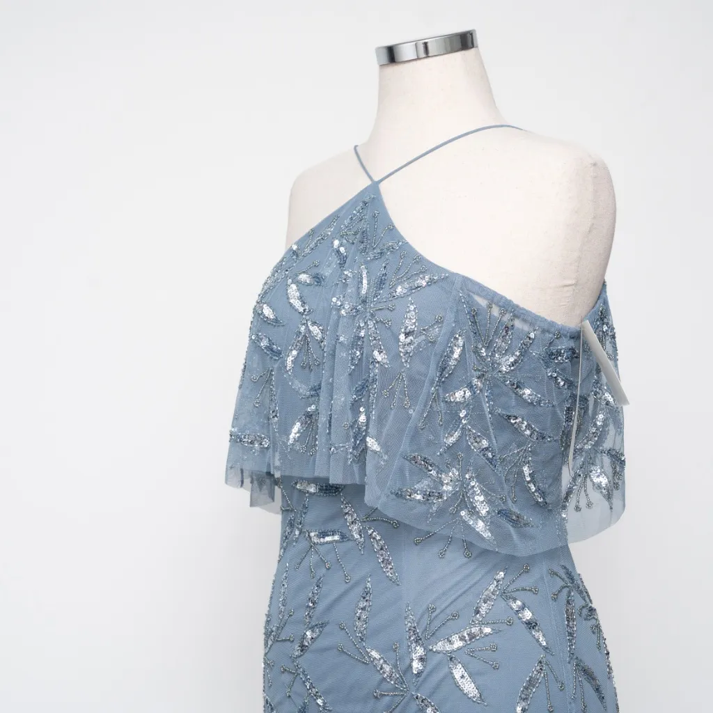 Aidan Mattox -  Embellished Off-the-Shoulder Halter Gown - Image 10