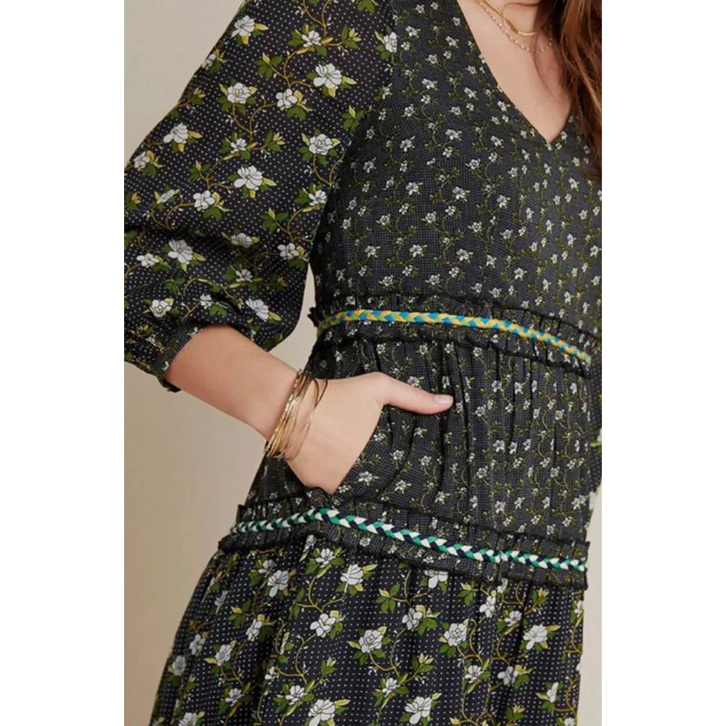 Anthropologie Green Printed Bohemian Karoline Tiered Maxi Dress - Size - 4 - Image 2