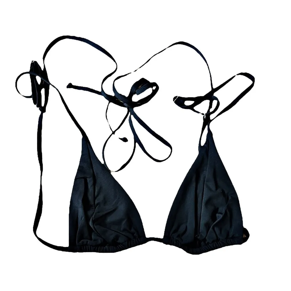 WEWOREWHAT Black Bikini Set Delilah Bottom Cooper Wrap Tie Strappy Top Large NEW - Image 5