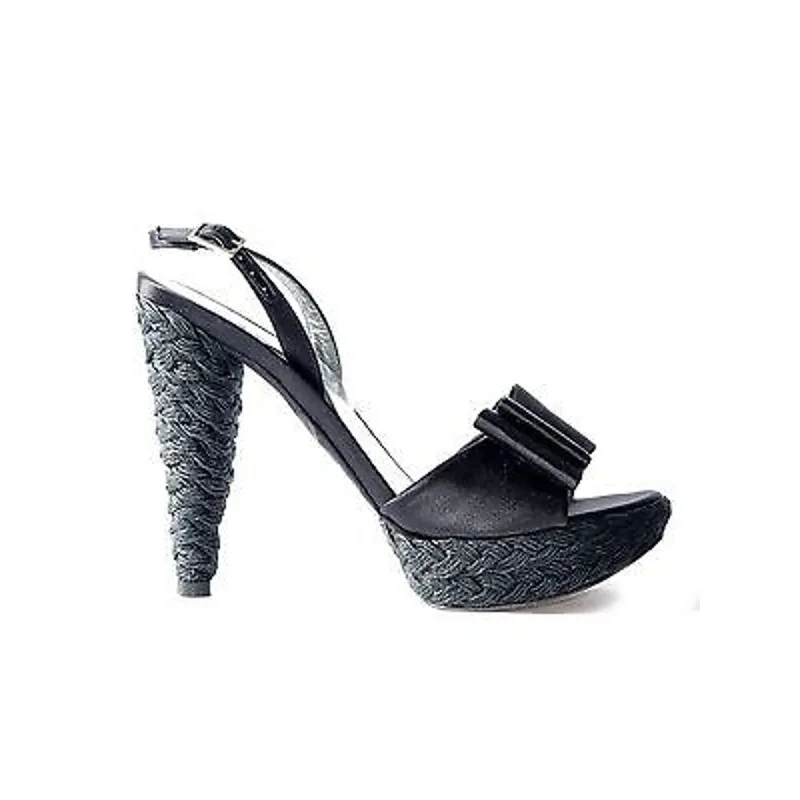 STUART WEITZMAN Satin Bow Slingback Sandals Size 9.5 Black - Image 2