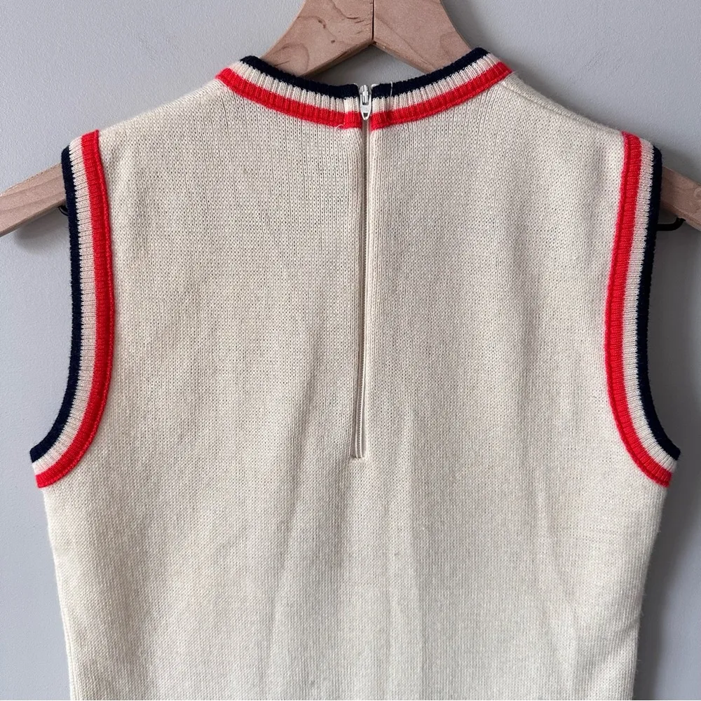 Vtg Jonathan Logan Wool Blend Nautical Sweater Vest Sz XS Coastal Grandma Preppy Red Size L - Image 10