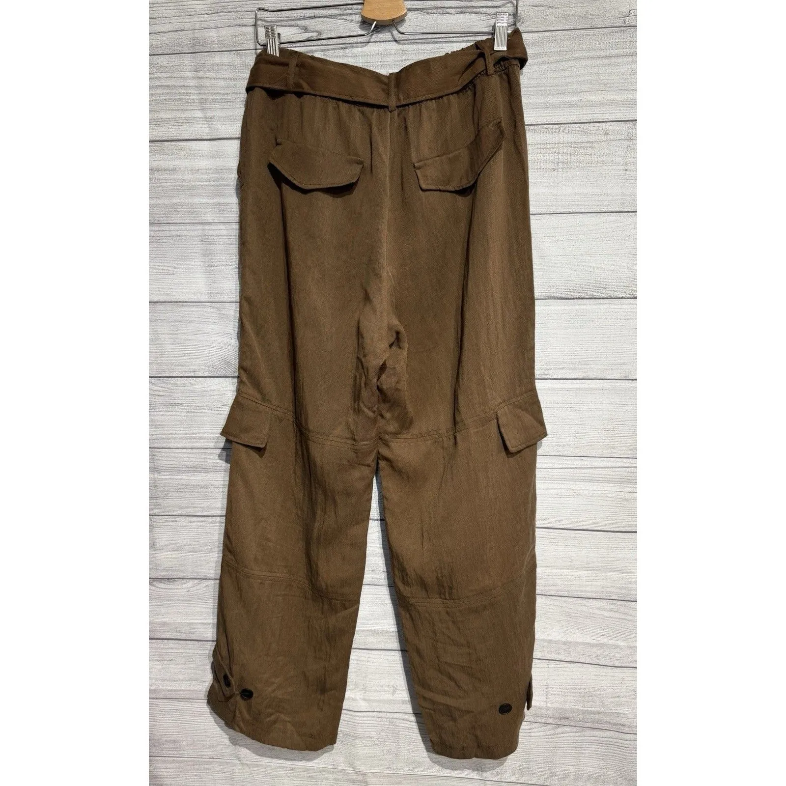 ZARA NEW WOMAN WIDE LEGS, BROWN,VISCOSE PANTS SIZE LARGE - Image 10
