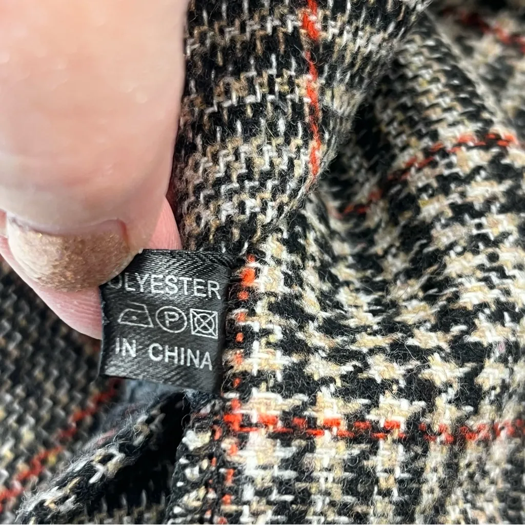 Vintage‎ Faux Fur Neckline Plaid Cape One Size Brown See Measurements Preppy - Image 3