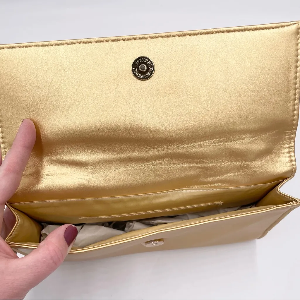 NEW Pandora Shine Metallic Gold Clutch Evening Bag Purse w/ Dust Bag Box Holiday - Image 6