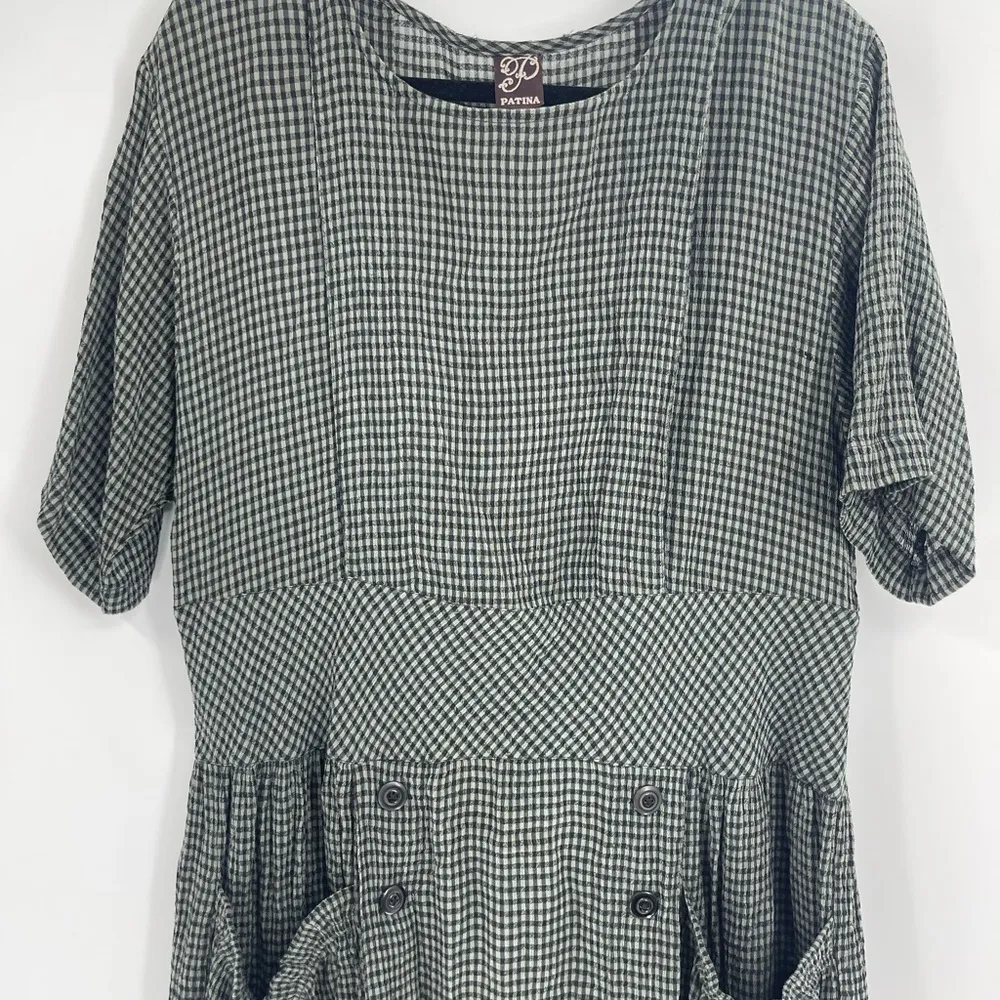 PATINA MILLINERY Los Angeles Vintage 80s Lag And Look Rayon Tercel Dress Size Xs - Image 3