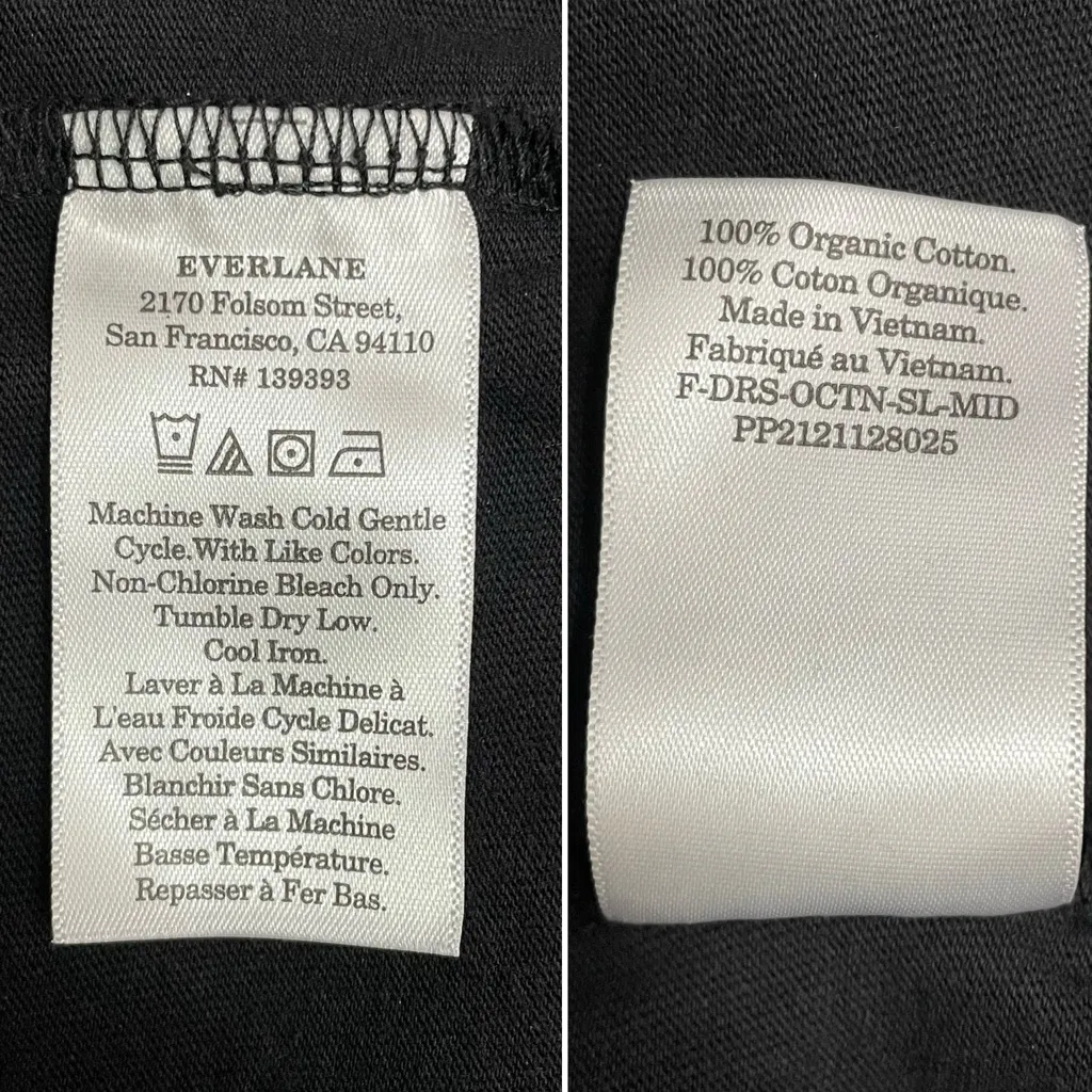 Everlane The Weekend Tank Dress Black Organic Cotton Midi Sleeveless Size Large - Image 11