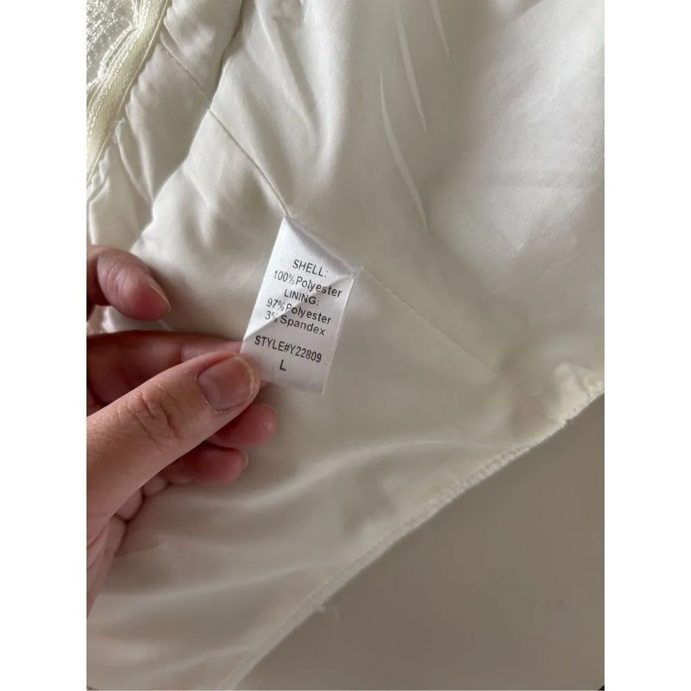 DO+BE Blouse Top Ruffle Strapless White Womens Size Large Zipper - Image 4