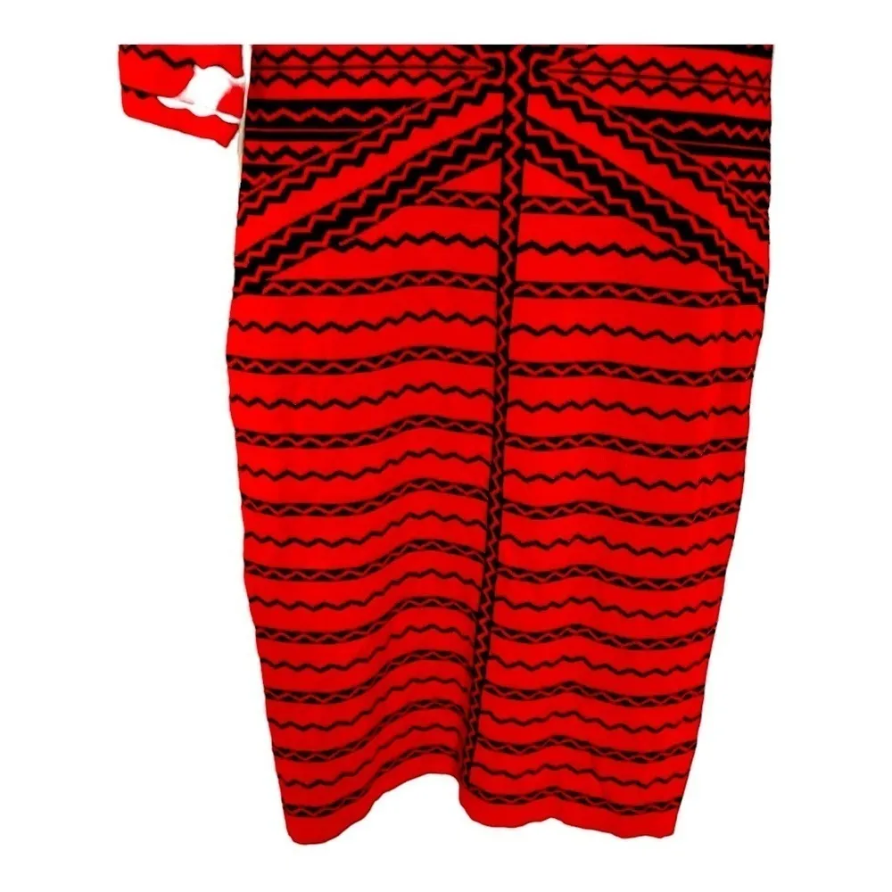 Ashley Stewart Geometric Red and Black Print Sweater dress Sz 14/16 W - Image 6