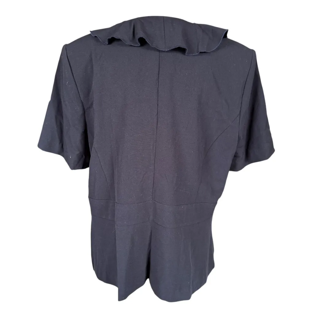 Danny & Nicole black short sleeve button down ruffled jacket women's size 16 - Image 4