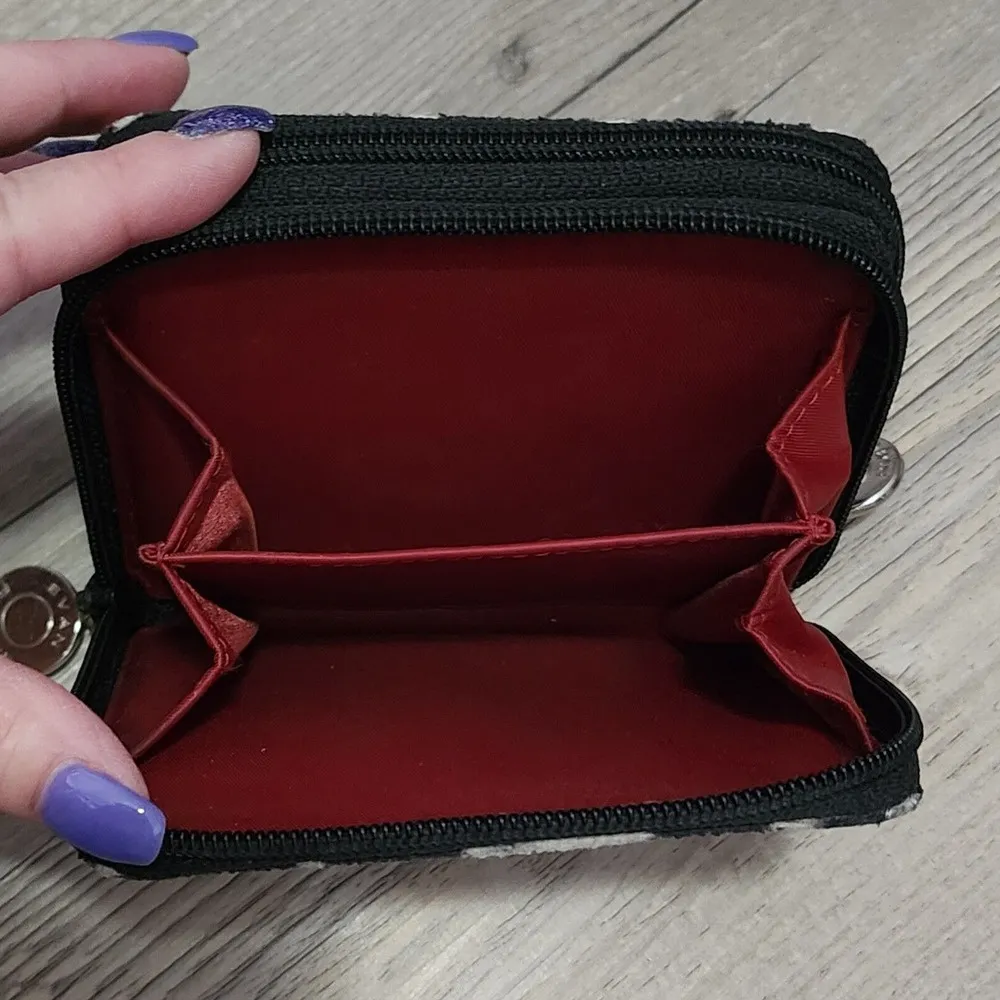 EVAN-PICONE Women's Giraffe Print Zip-Around‎ Suede Card Holder Wallet Black - Image 4