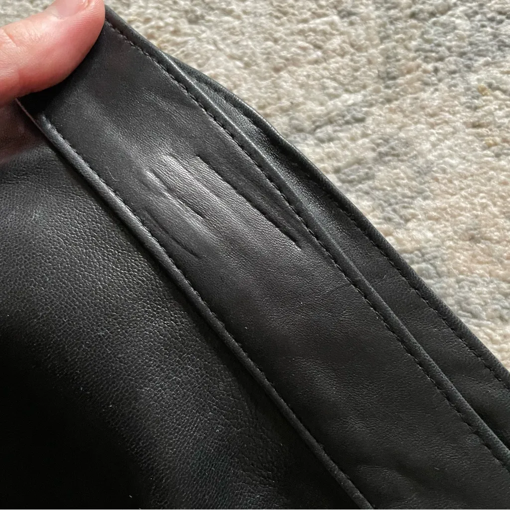 LAUREN Ralph Lauren Black Genuine Leather Straight Leg Pant 12 - Image 6