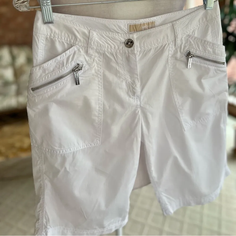 Michael Michael Kors Bermuda White Zipper Pocket Cotton Shorts 4 - Image 2