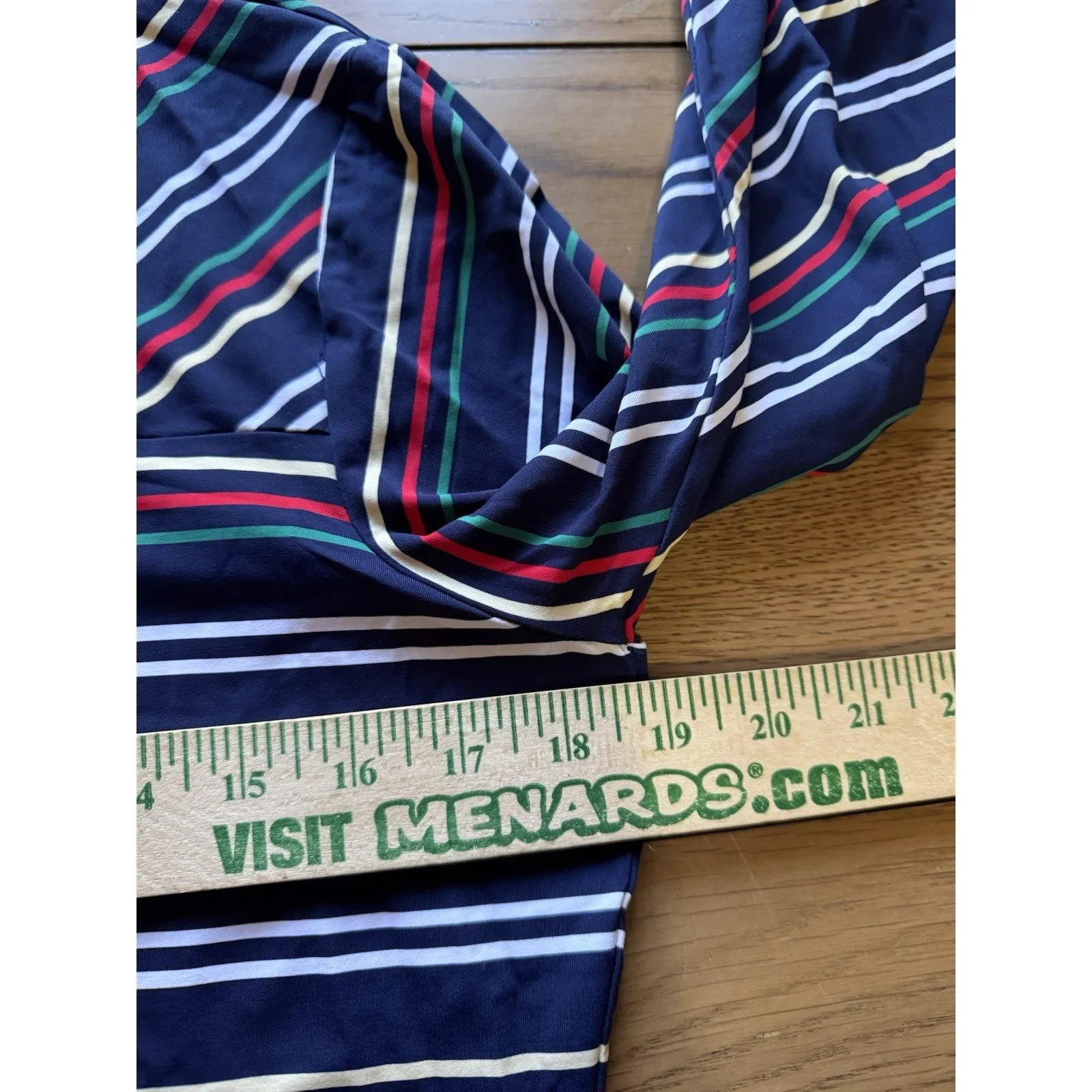 Lands End Women Sz Medium Women Striped Blouse Stretch 3/4 Sleeve Modern Casual - Image 5