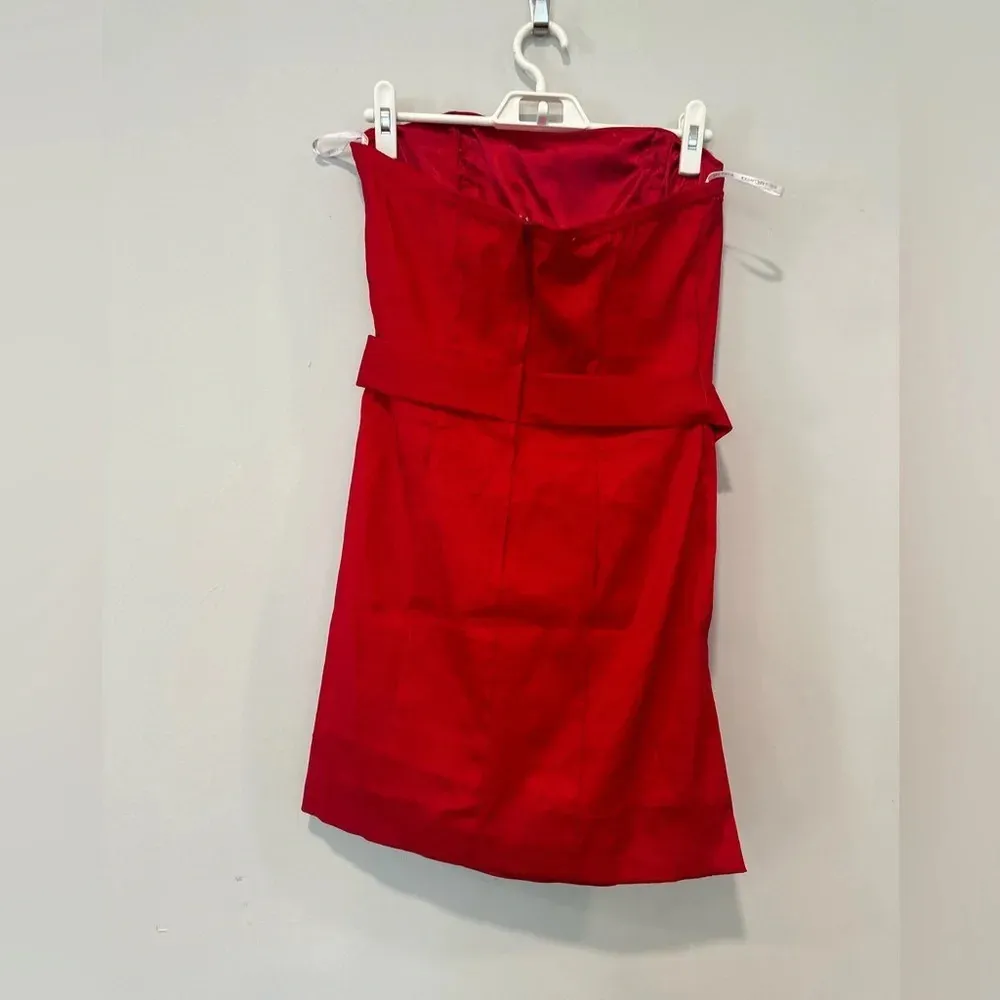 Jessica McClintock Gunne Sax Red Ruched Strapless Party Cocktail Dress Size 11 - Image 8