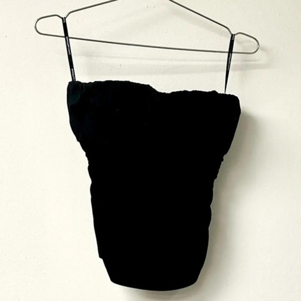 NWT Lovers + Friends Mac Cotton Blend Strapless Pleated Tube Top Black Womens XS - Image 2