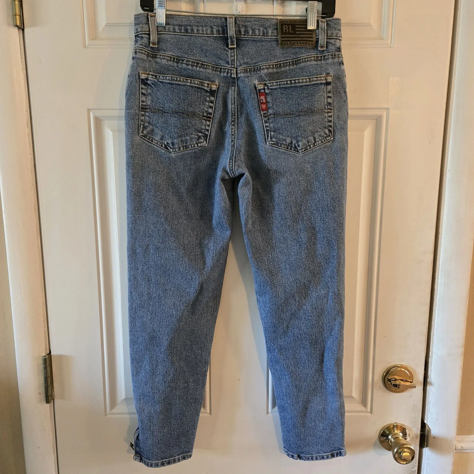 Vintage Polo Jeans Co. Ralph Lauren Size 6 Capri Ankle Zip Jean Denim Y2K Flag - Image 2