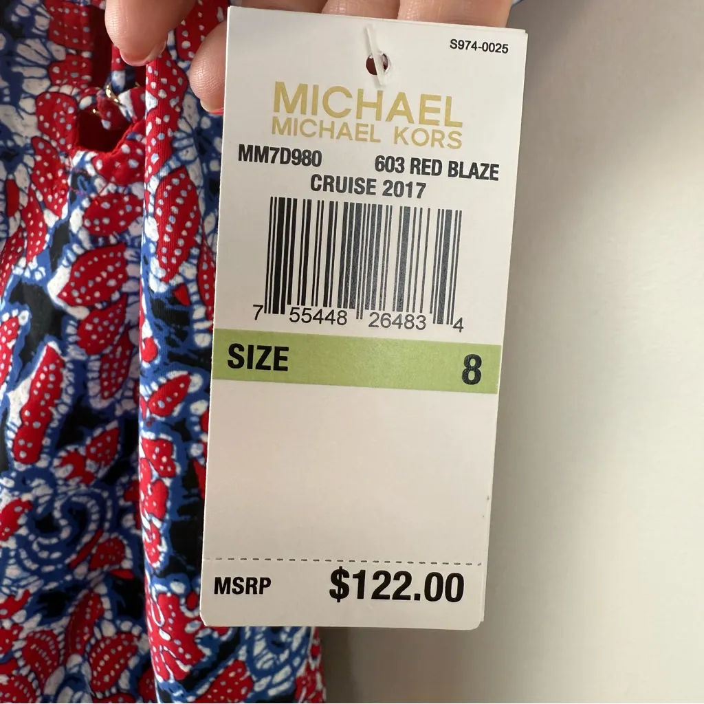 Michael Kors MM7D980 Women's Angelina Paisley Plunge One Piece Swimsuit Size 8 Red - Image 6