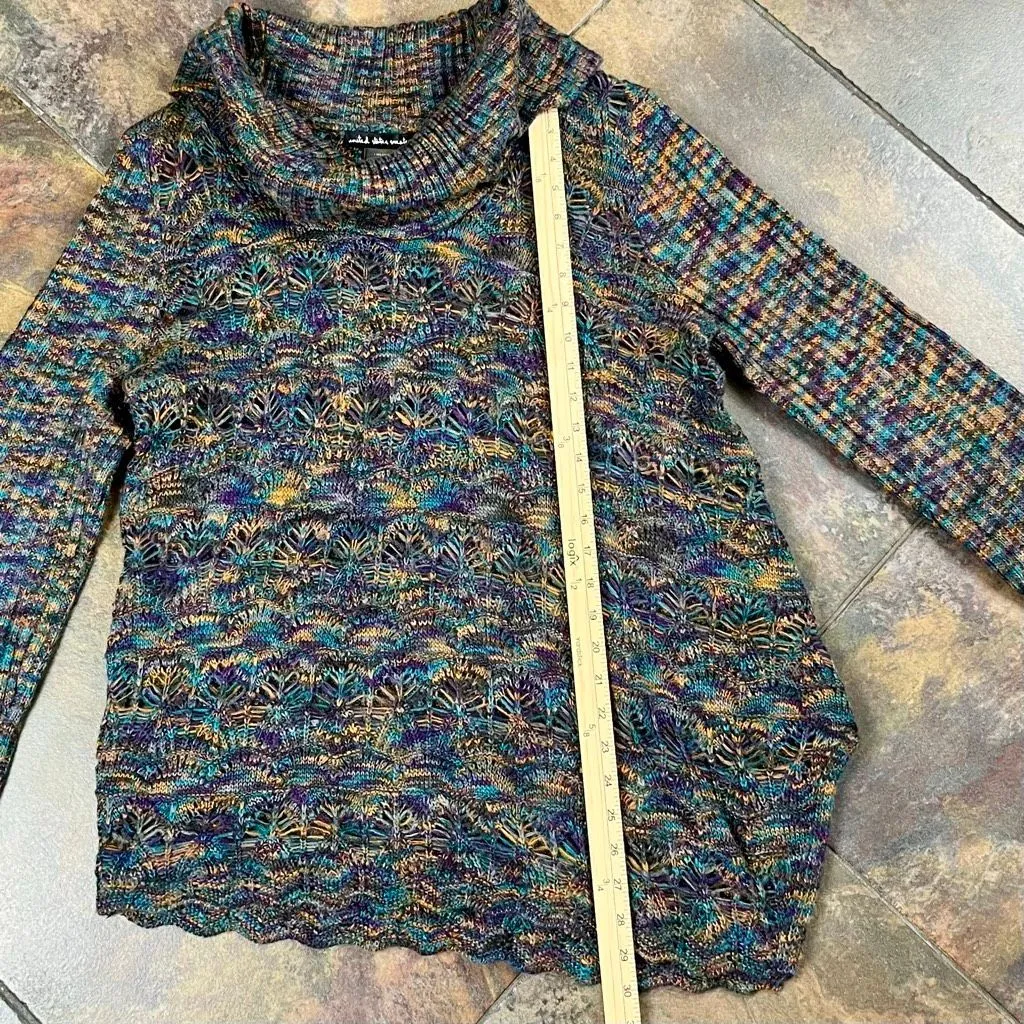 United States Sweaters Purple Black Knit Turtleneck Sweater Large - Image 4