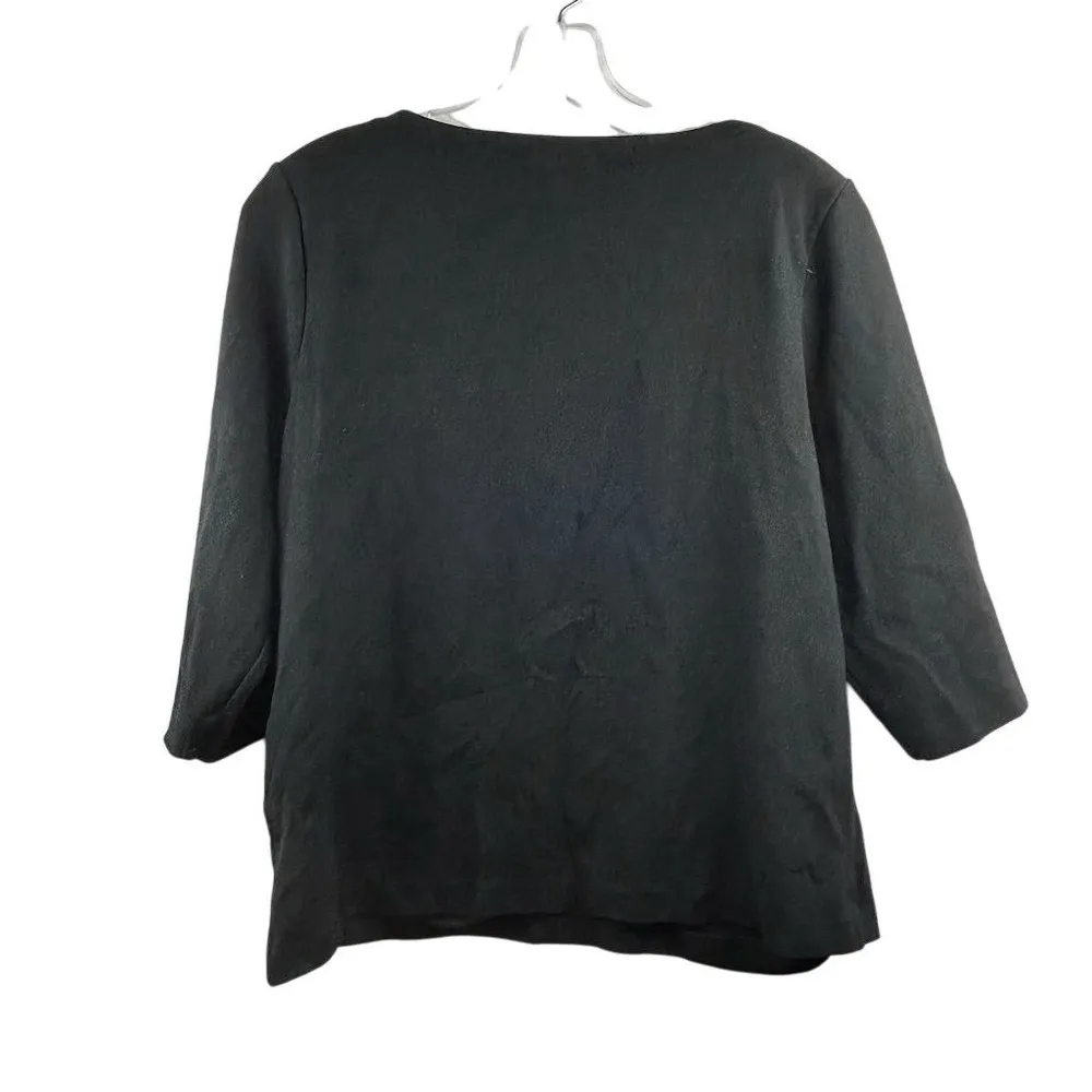 J. Jill Women's Black Ponte Blouse M 3/4 Sleeve Boat Neck Top - Image 6