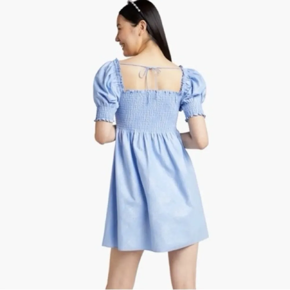 Hill House Athena Babydoll Nap‎ Dress XS Baby Blue Shimmer - Image 3