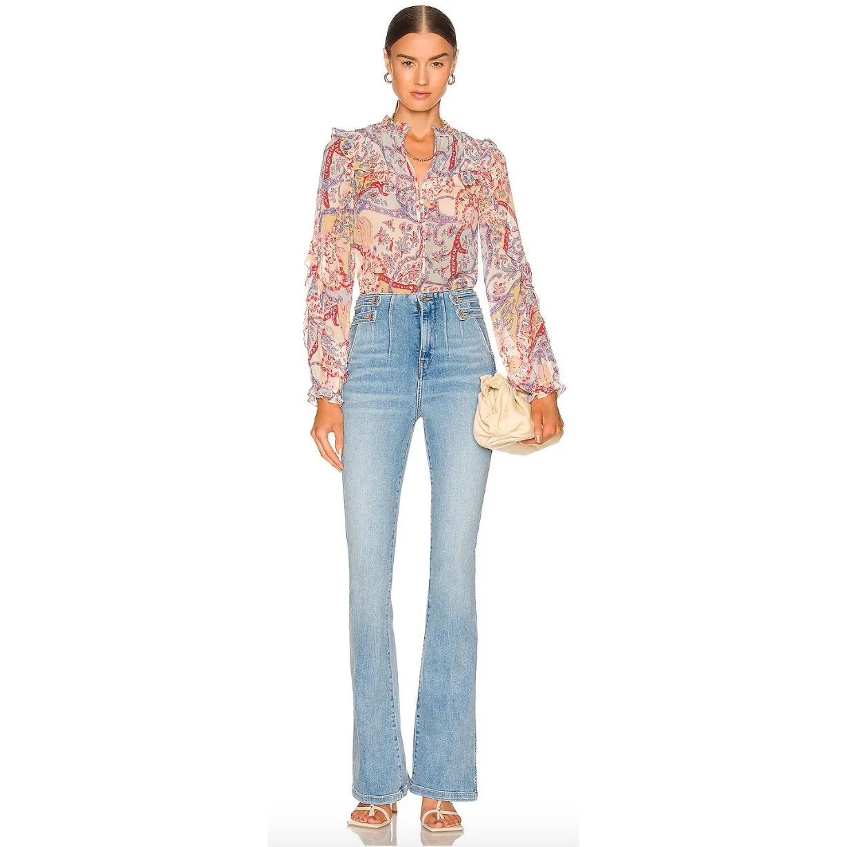 Veronica Beard Andri Paisley Georgette Blouse in Multicolor Paisley Print - Image 5