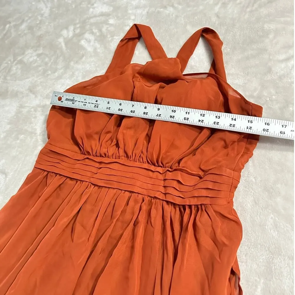 Birdy Grey Maxi Dress Women's Medium Rust Orange Tie Back Halter Sleeveless - Image 7