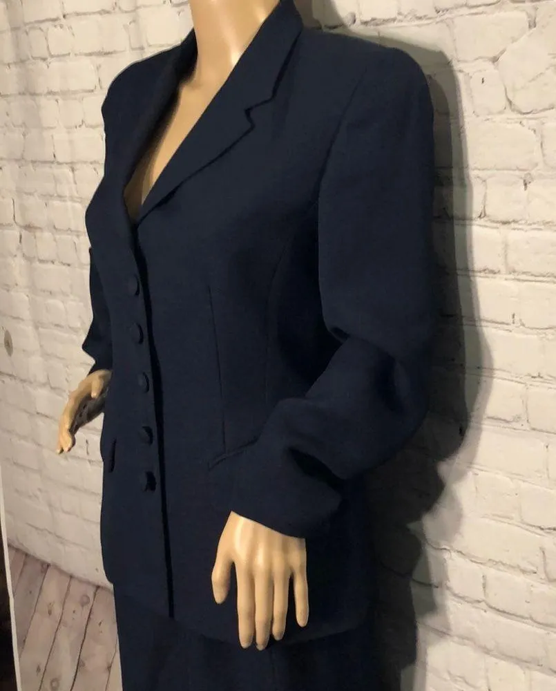 Morgan Taylor Petites Navy Blue Skirt Suit Y2K 8P - Image 4