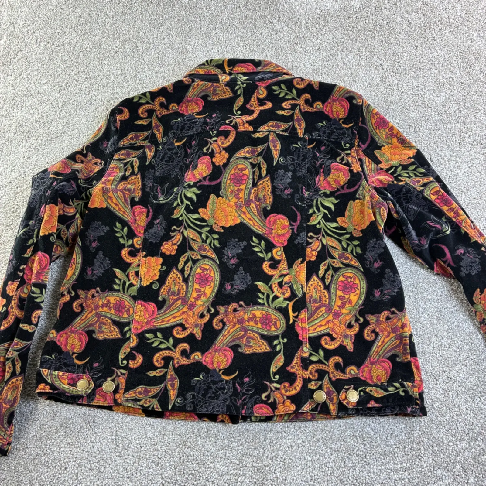 Caribbean Joe Womens L Velvet Paisley Jacket Cotton Colorful Western Boho Retro - Image 11