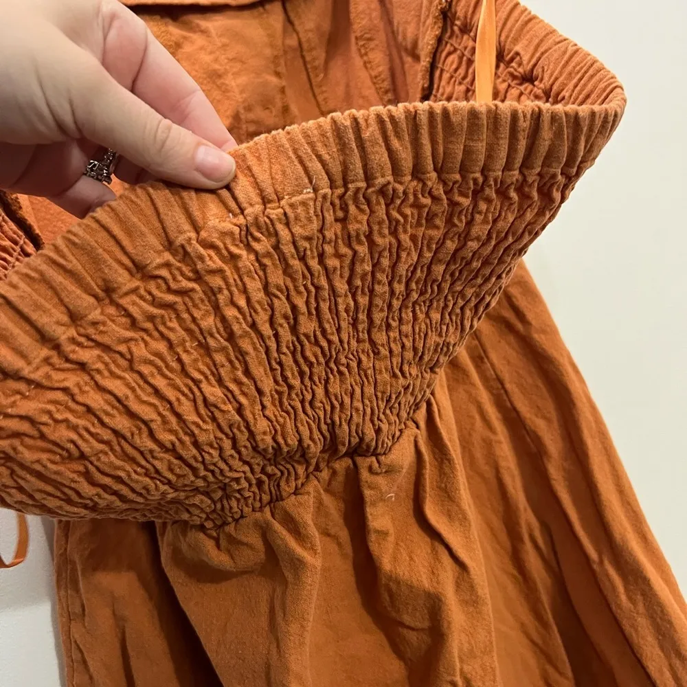 FLAWED Moon River Burnt Orange Halter Dress Size Small $85 - Image 5