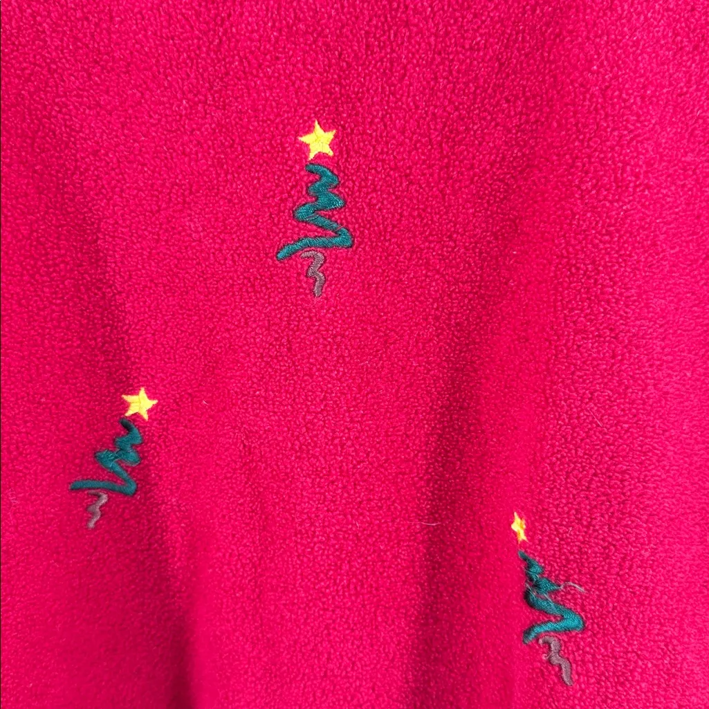 Croft & Barrow Fleece Pullover mock neck embroidered Christmas trees XL holiday - Image 7