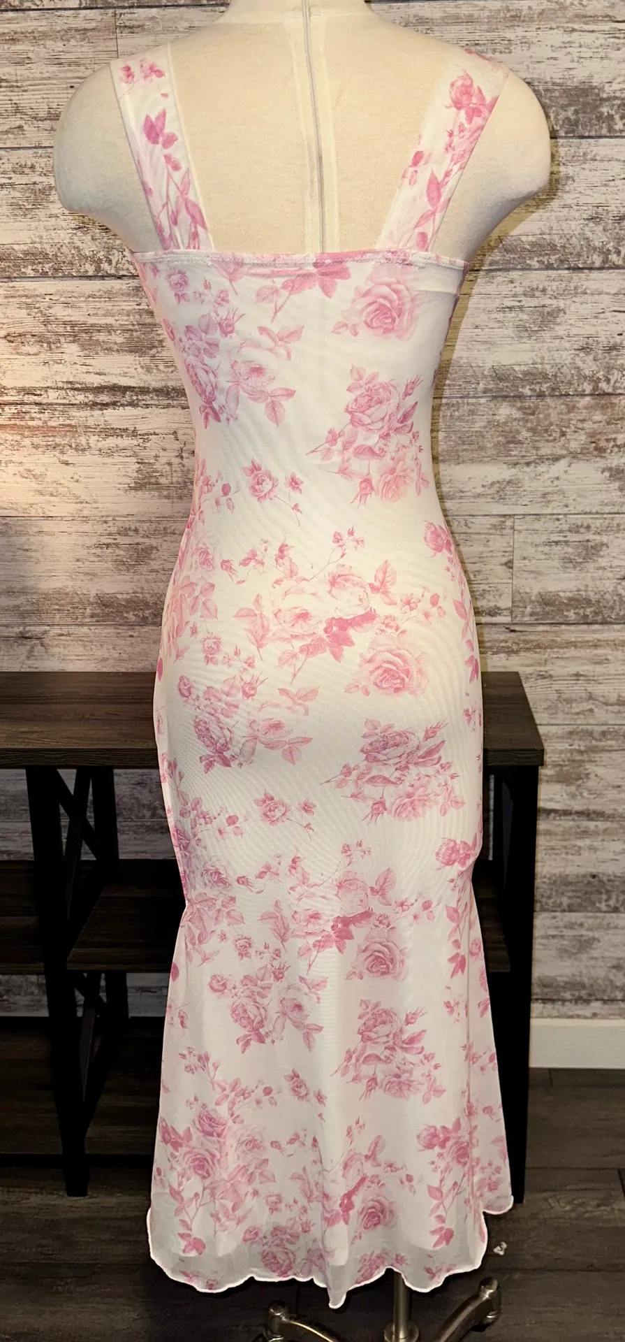 Pink And White Floral Dress - Image 5