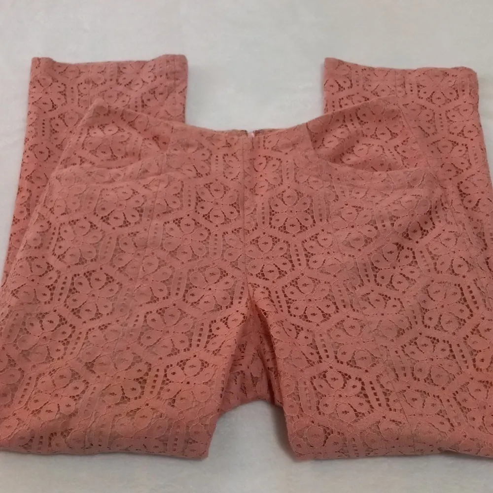 Anthropologie Corey Lynn Calter Salmon Pink Floral Eyelet Lace Youghal Crops - Image 6
