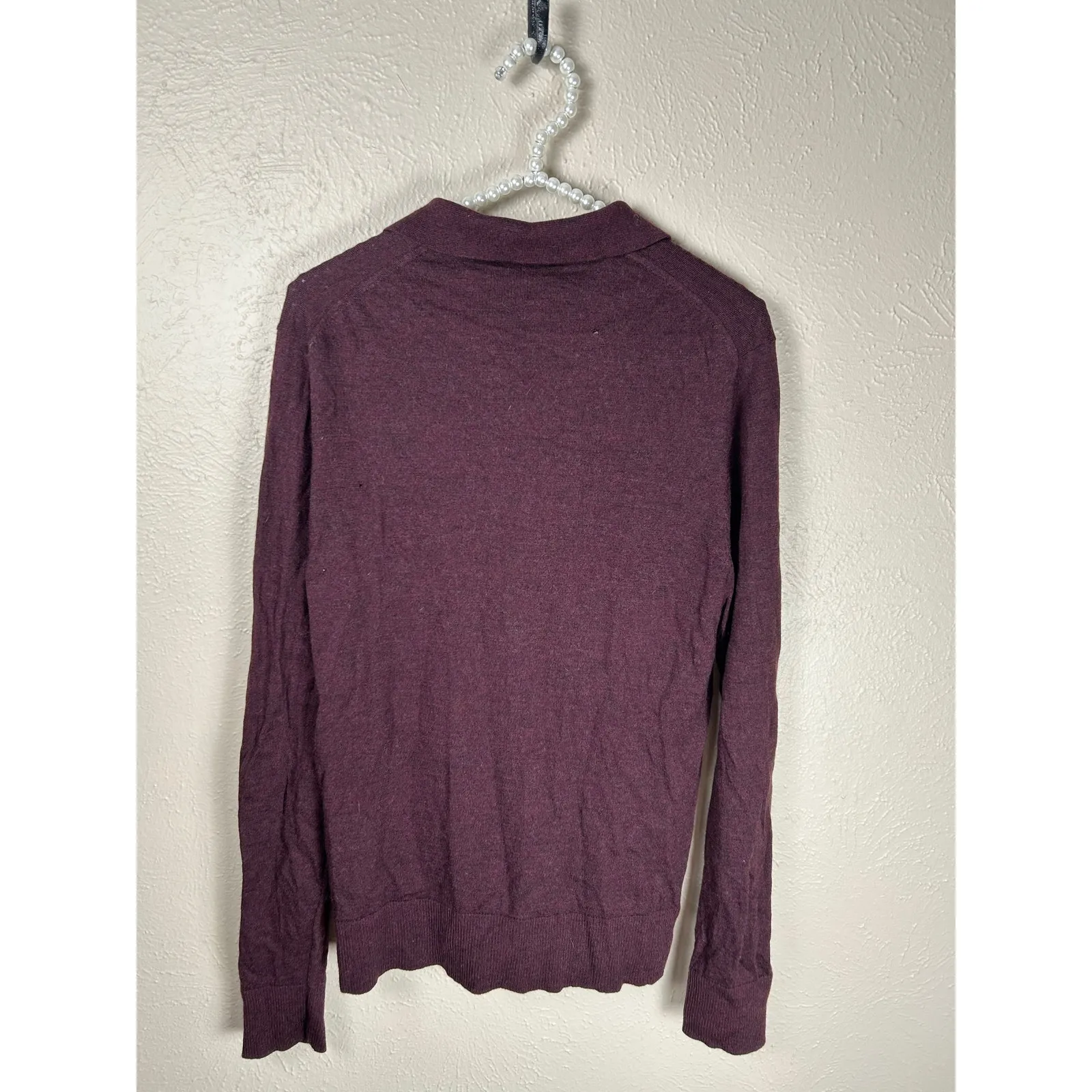 Vince Merino Wool Sweater Size Medium Maroon Pullover Knit Jumper TINY FLAW - Image 5