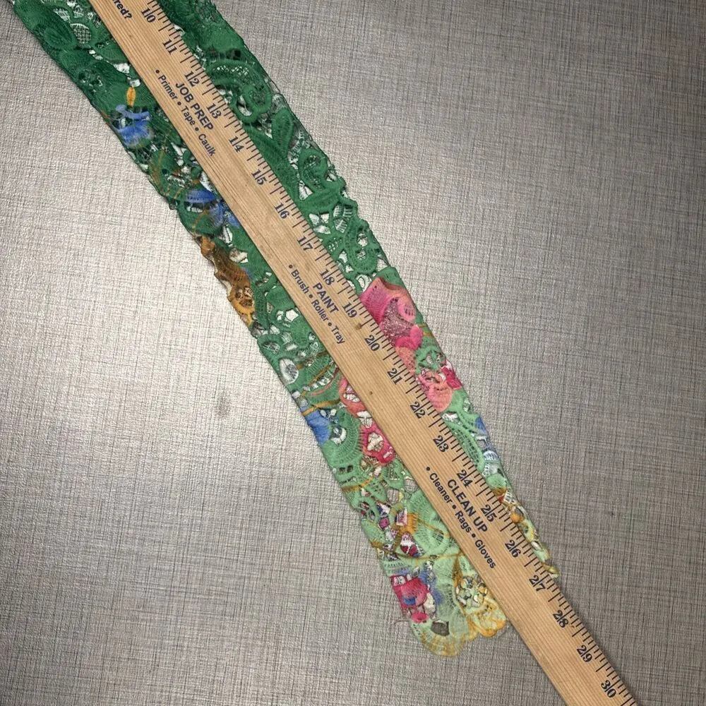 Handmade macramé floral bright green satin lace midi dress S whimsical fairy - Image 13