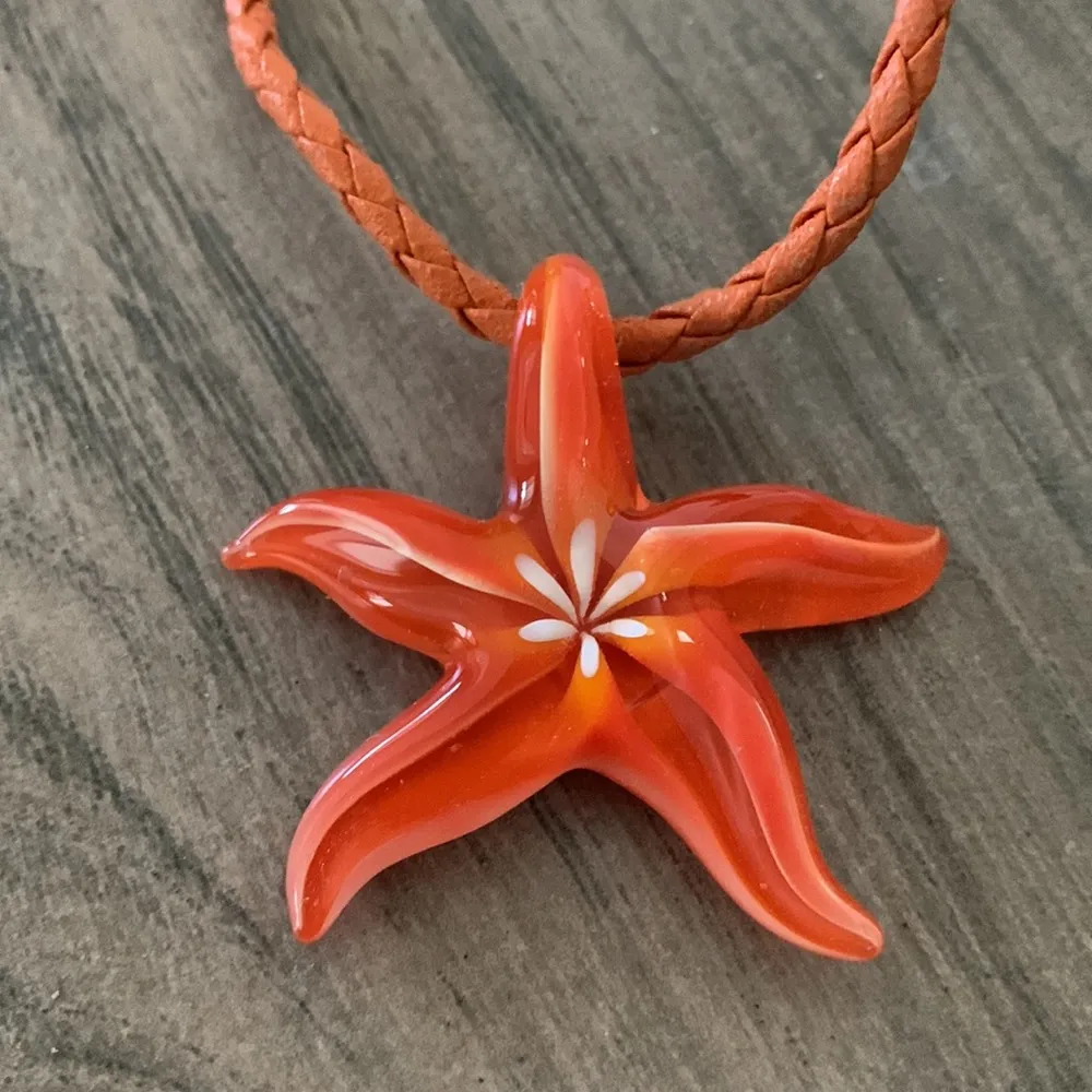 Star flower orange necklace - Image 2