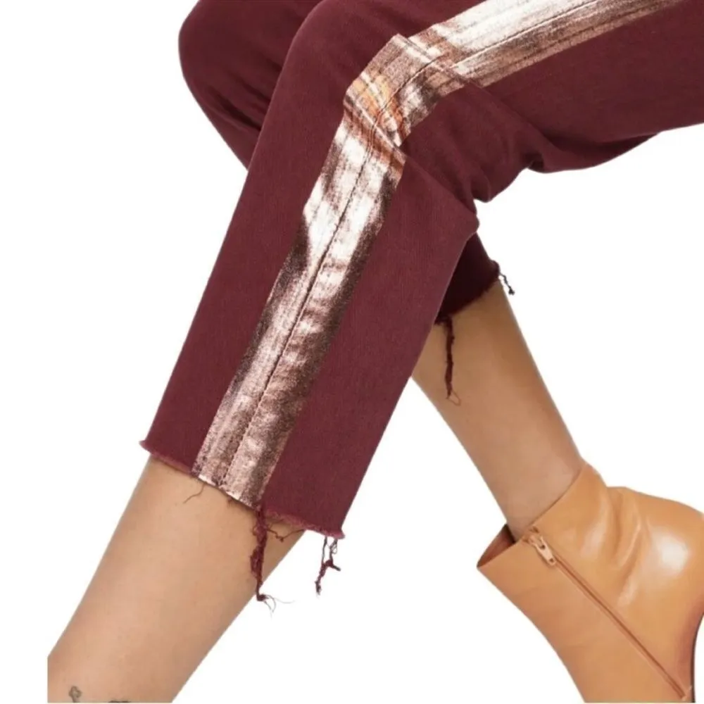 Mother The Shaker Prep Fray Pants in Dahlia Rose Gold Size 31 Red - Image 3