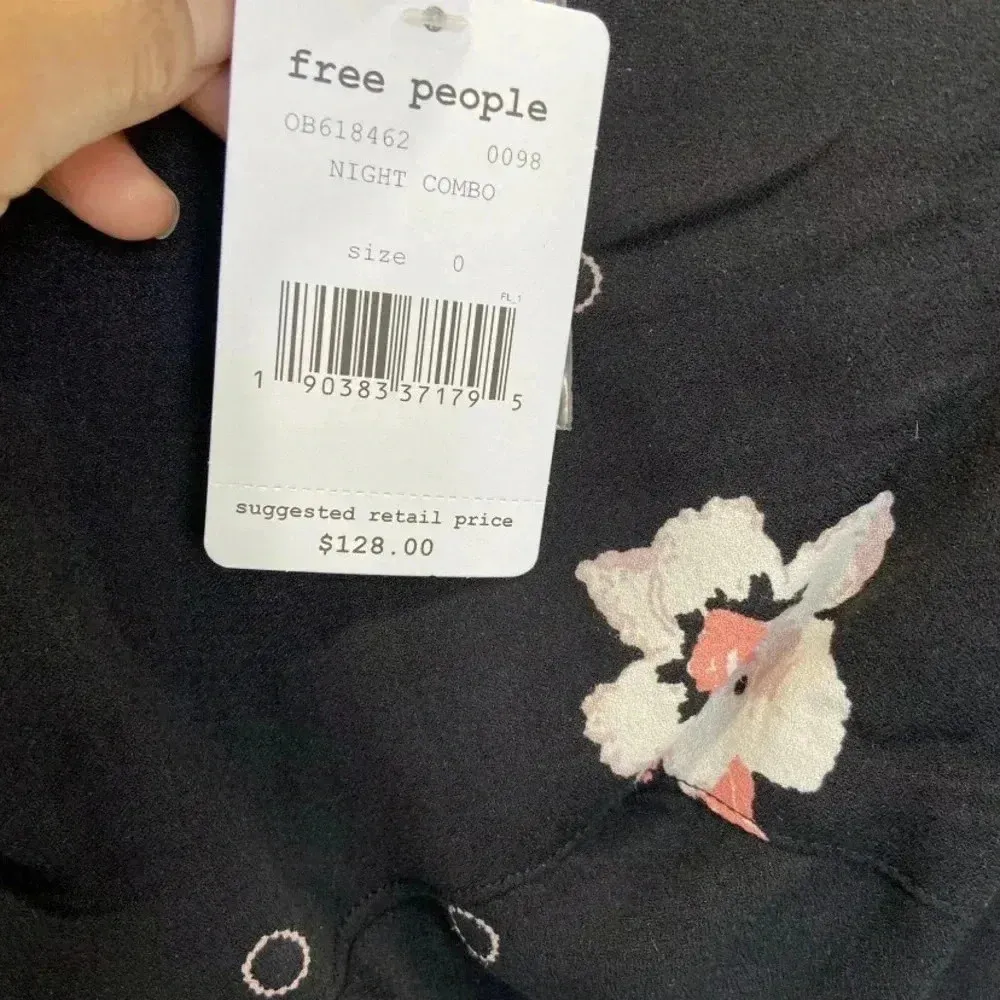 Free People Women Dress Split Sleeve Floral Mini Long Sleeve  Black Size 0 - Image 9