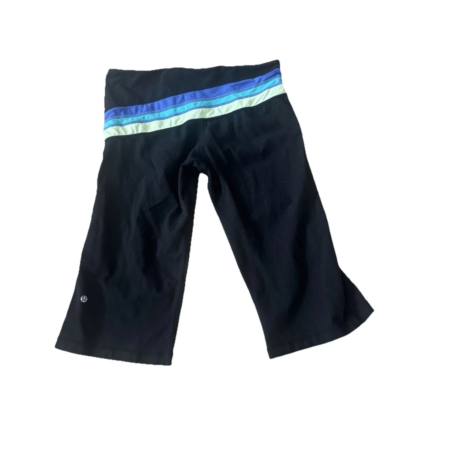 Lululemon Reversible Groove Crop Pants Sz S Black wBlue Waistband Rare Y2K Flare - Image 2