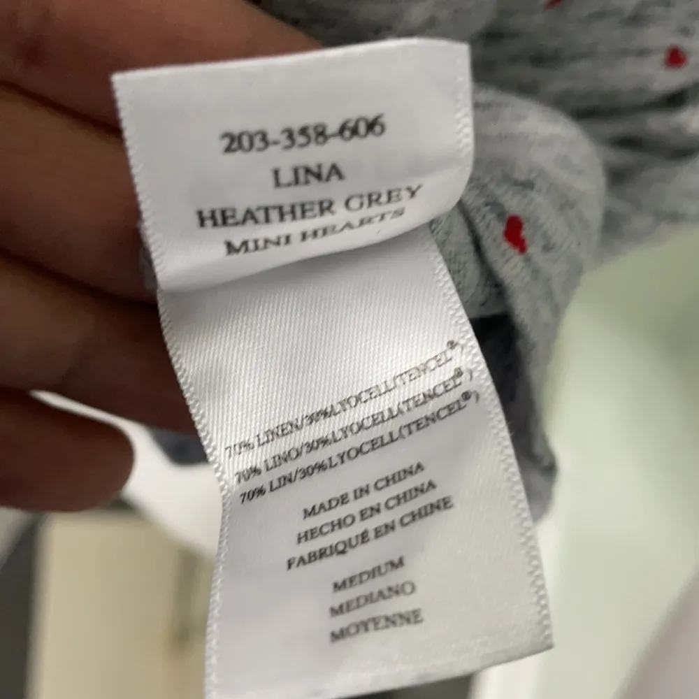 Rails Gray Linen Valentine’s Heart Print Lina V-Neck T-shirt Top size medium - Image 9