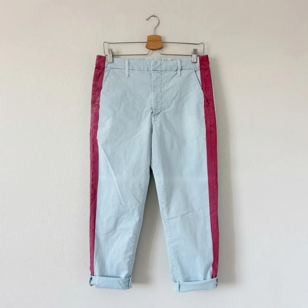 MOTHER The Shaker Prep Fray Tapered Leg chino Killing Time Blue/Red Size 30 Blue - Image 3