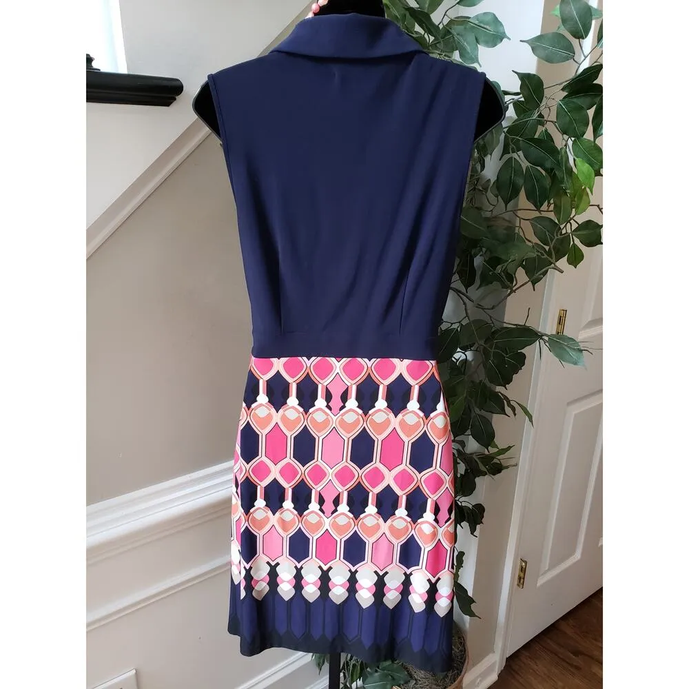 Laundry by Design Knee Length Dress Women's Size 4 Multi Collared Half Zip Front - Image 5