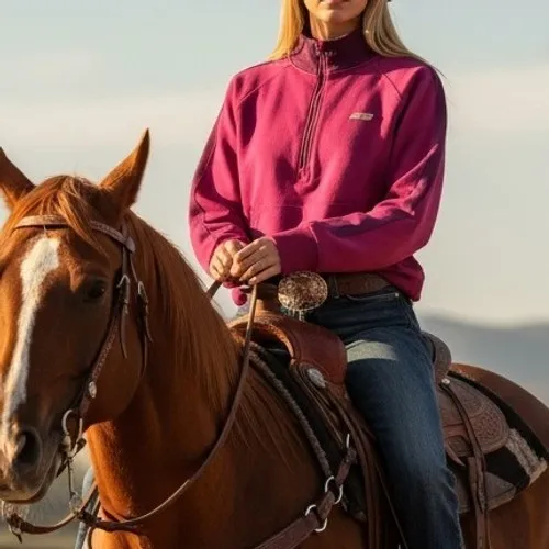 Kimes Ranch Maricopa Stripe Half Zip XL western performance pull over Pink - Image 2