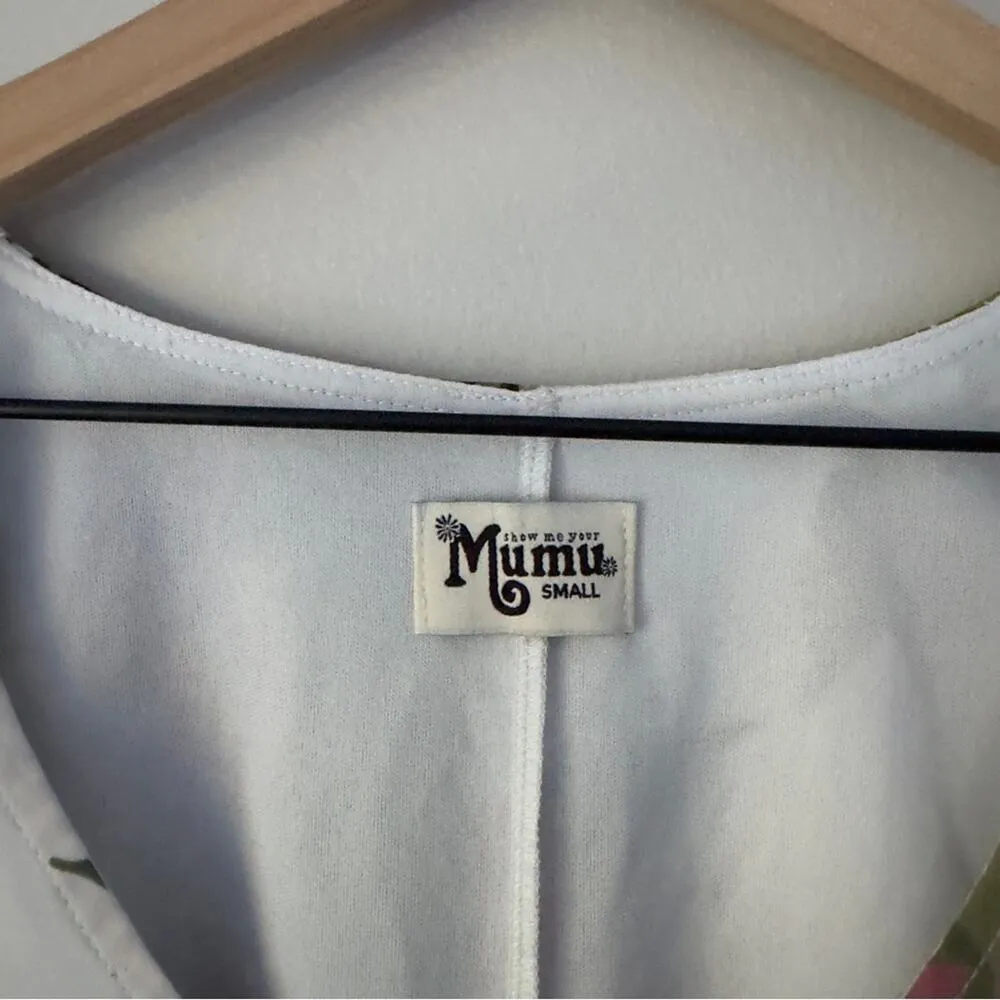 Show Me Your MuMu Floral Flutter Sleeve Mini Dress Scoop V-Neck Lined Flowy EUC - Image 3