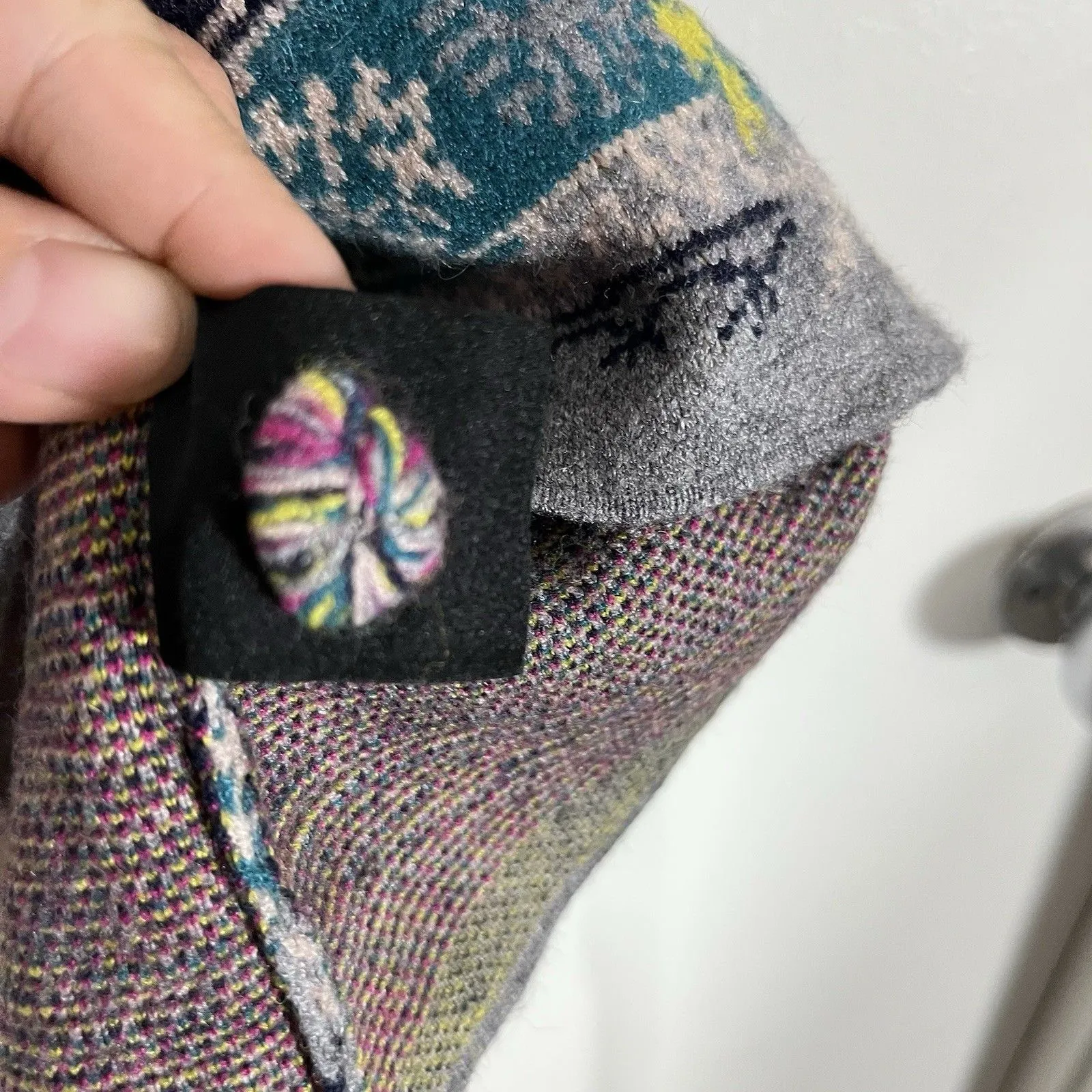 Akemi+Kin Anthropologie Kaleidoscope Sweater Dress Short Sleeve Size S Gray Boho - Image 7