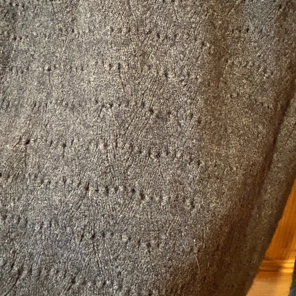 LOFT Dark Gray Wool Cotton Blend Crew Neck Raglan Sleeve Pullover Sweater Wmns M - Image 3