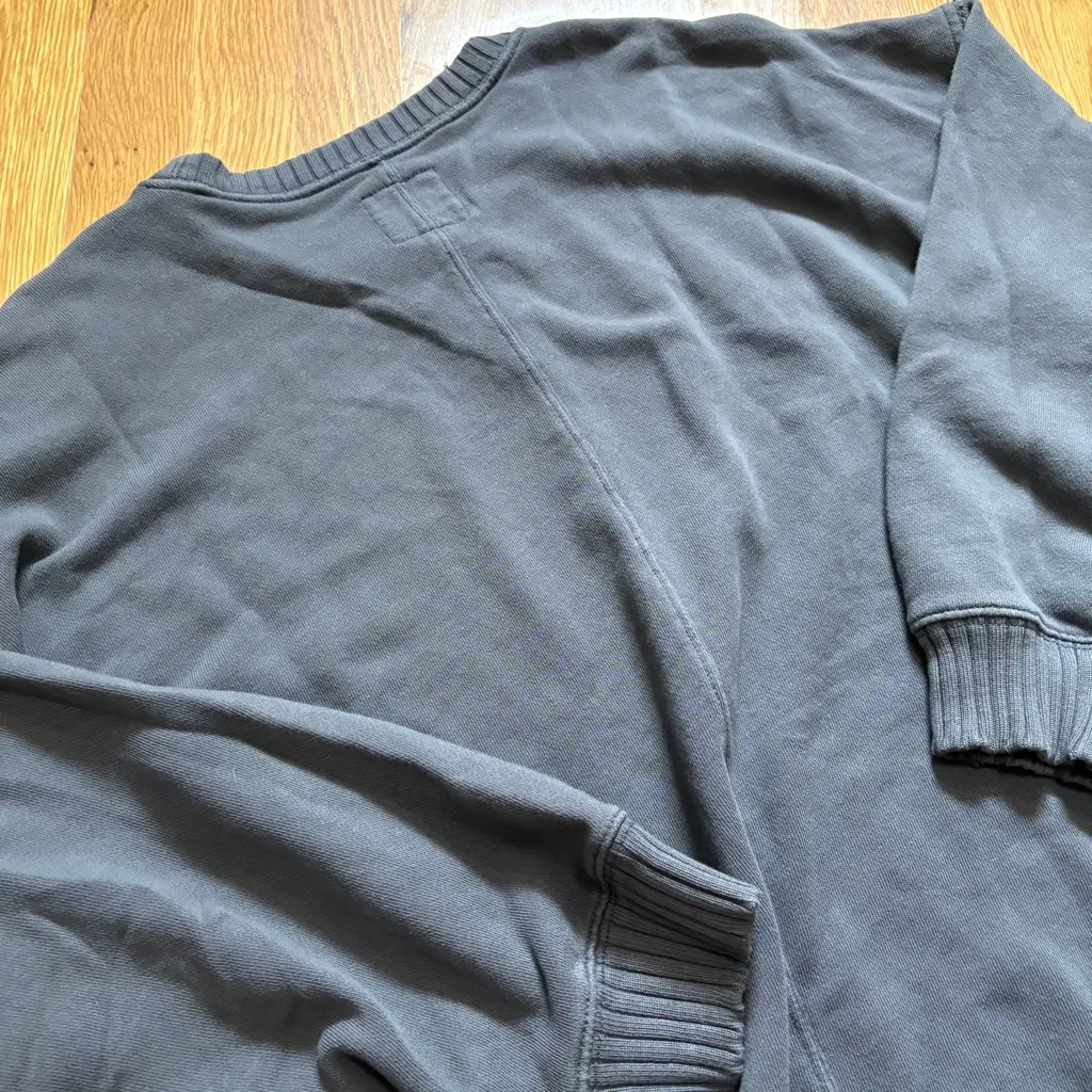 Aerie Gray Oversized Cozy Crew Neck Long Sleeve Sweatshirt Distressed Women’s Sm - Image 12