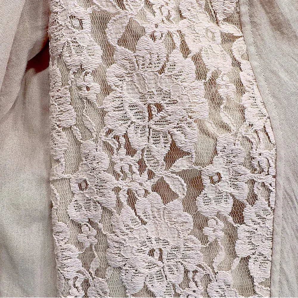 Blush Peach Francesca Jacket Cardigan Open Flutter Front Lace Inlays - Image 6