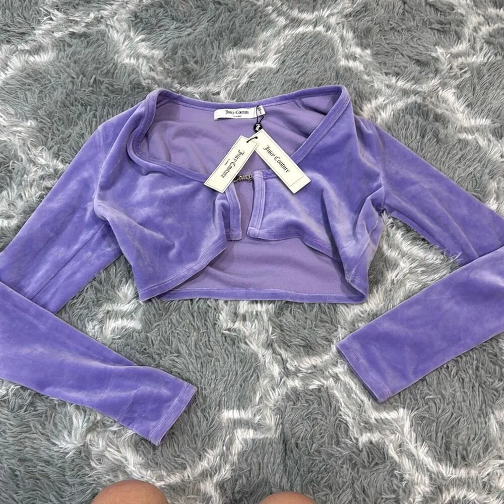 NWT juicy couture purple velour cardigan size small - Image 2